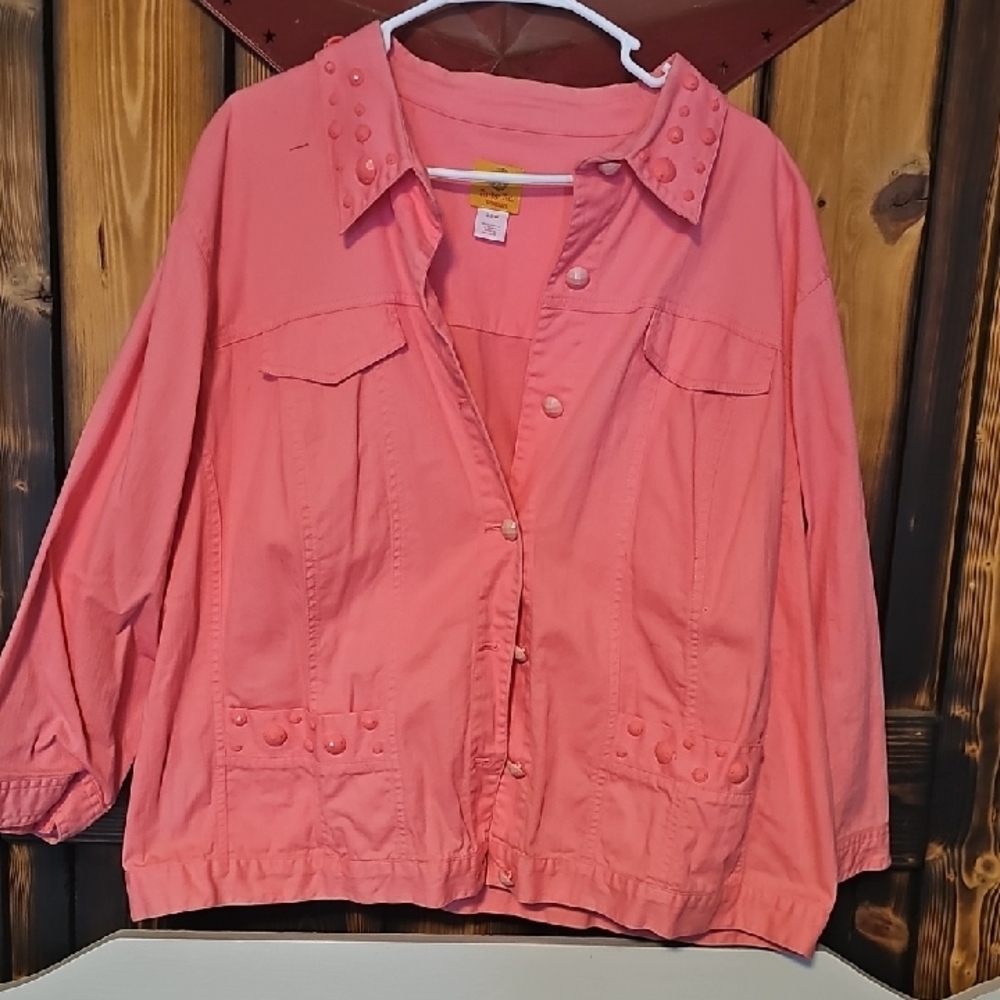 Ruby Rd. Coral Jean Jacket with Studded Collar